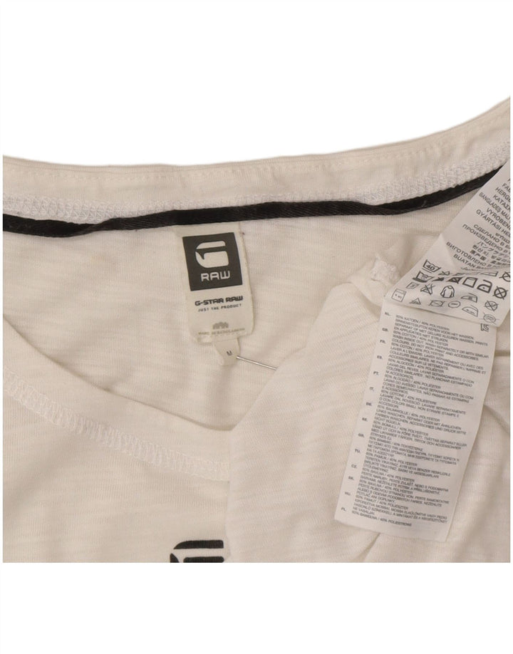 G-Star Mens Graphic T-Shirt Top Medium White Flecked Cotton