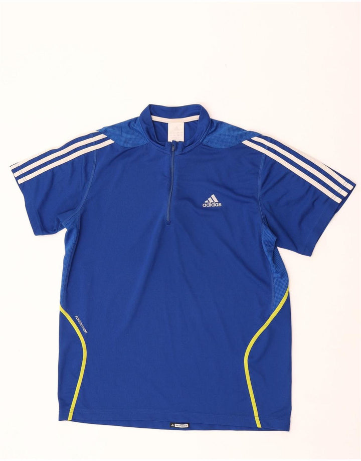 Adidas muška majica s izrezom na patentni zatvarač Srednje plavi poliester