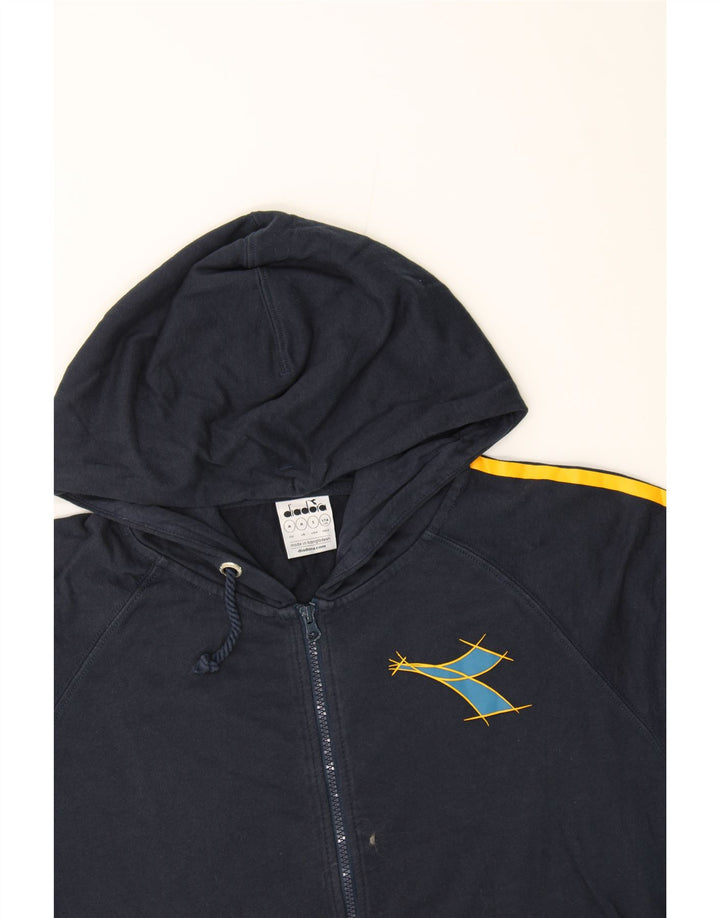 DIADORA Mens Zip Hoodie Sweater Medium Navy Blue Cotton Vintage Diadora and Second-Hand Diadora from Messina Hembry 