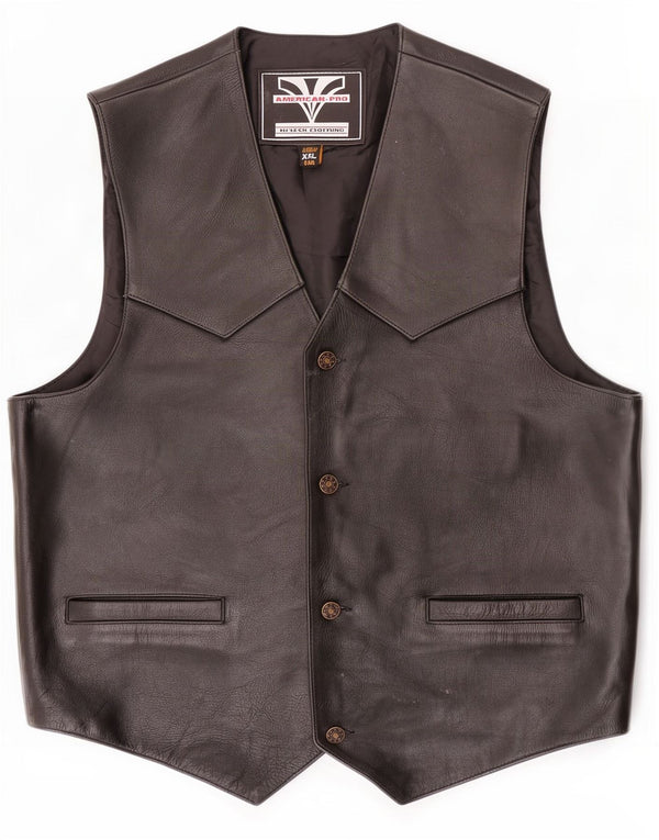 gilet en cuir homme vintage 2XL Noir