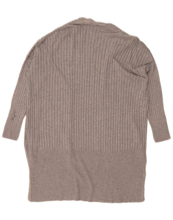 Marks & Spencer Womens Longline Open Cardigan Sweater UK 14 Medium Grey