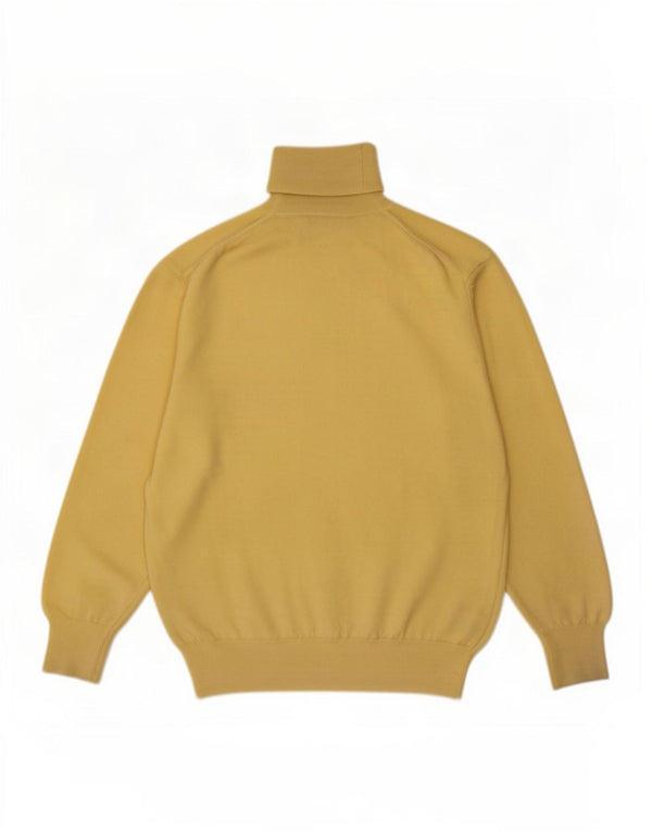 Vintage Mens Roll Neck Jumper Sweater Medium Yellow