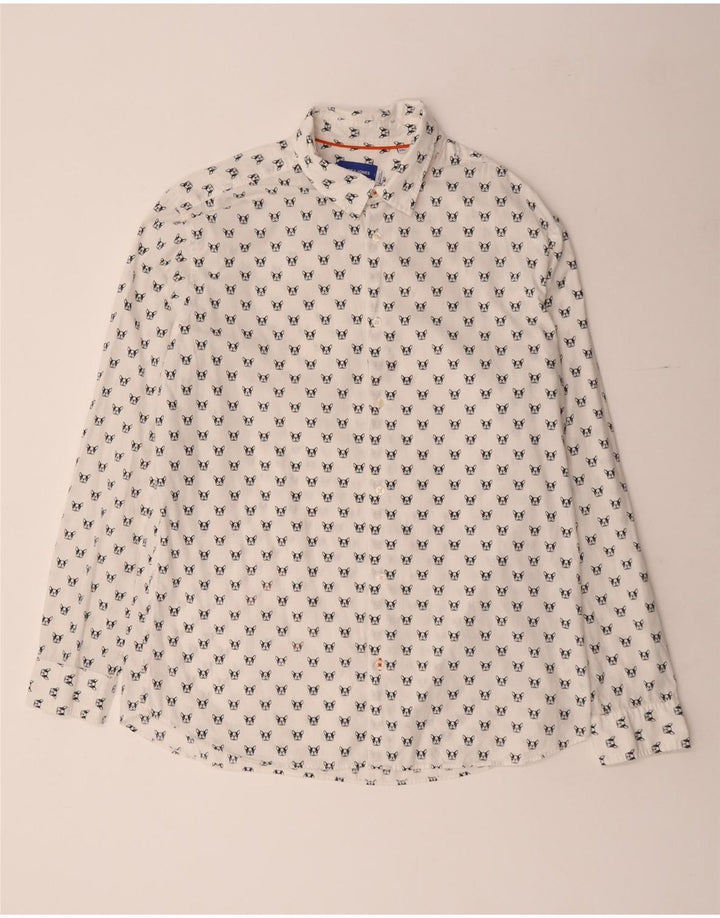 JACK & JONES Mens Shirt 2XL White Spotted Cotton