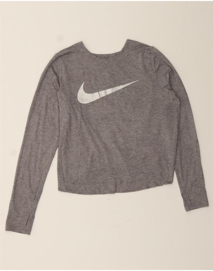 NIKE Womens Crop Graphic Sweatshirt Jumper UK 16 Large Grey Polyester Vintage Nike and Second-Hand Nike from Messina Hembry 