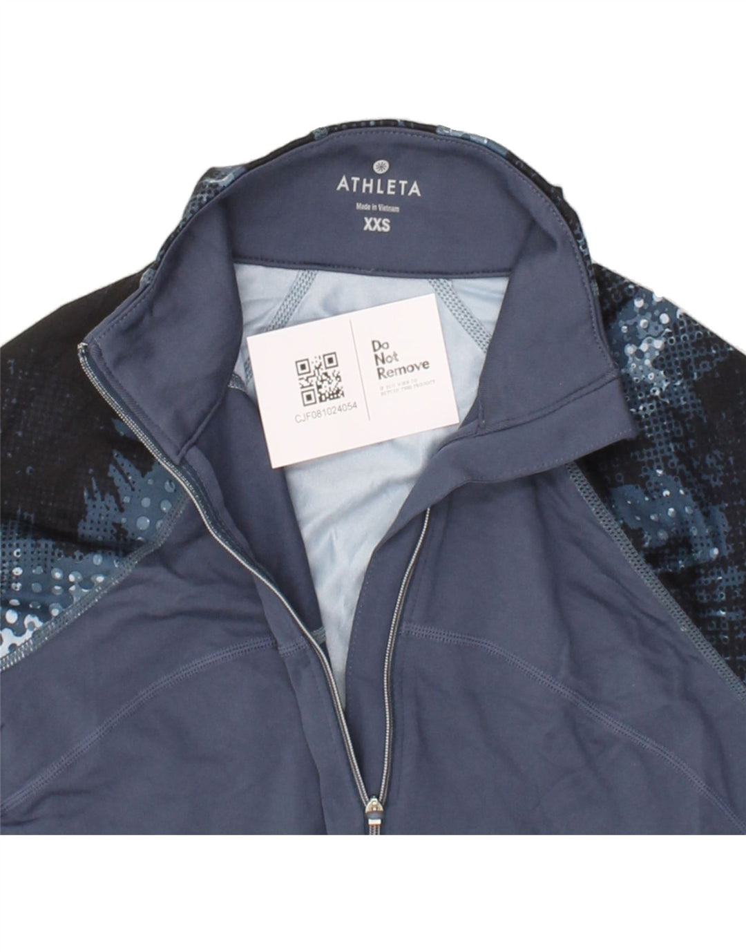 ATHLETA Womens Pullover Tracksuit Top UK 2 2XS Navy Blue Colourblock Vintage Athleta and Second-Hand Athleta from Messina Hembry 