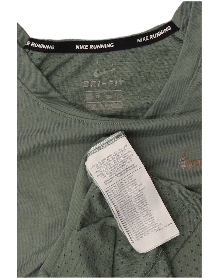 NIKE Womens Dri Fit T-Shirt Top UK 10 Small Green Polyester