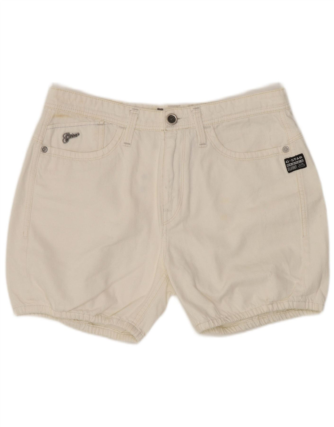 G-Star Femme Short En Jean W27 Petit Coton Blanc