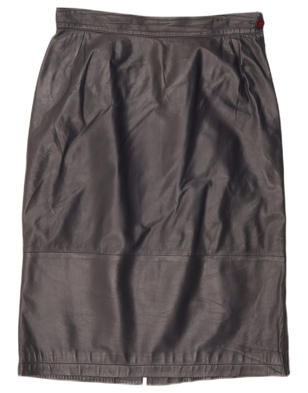 jupe en cuir femme vintage IT 46 Large W32 Bleu Marine