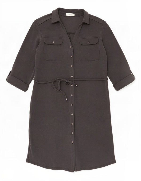 Oasis Dame 3/4 ærmet skjortekjole UK 14 Medium Grey Modal