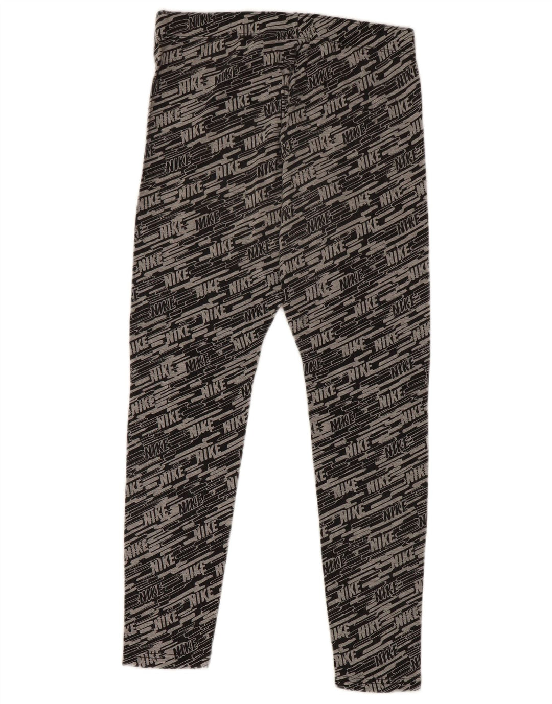 NIKE Womens Graphic Capri Leggings UK 12 Medium  Grey Cotton