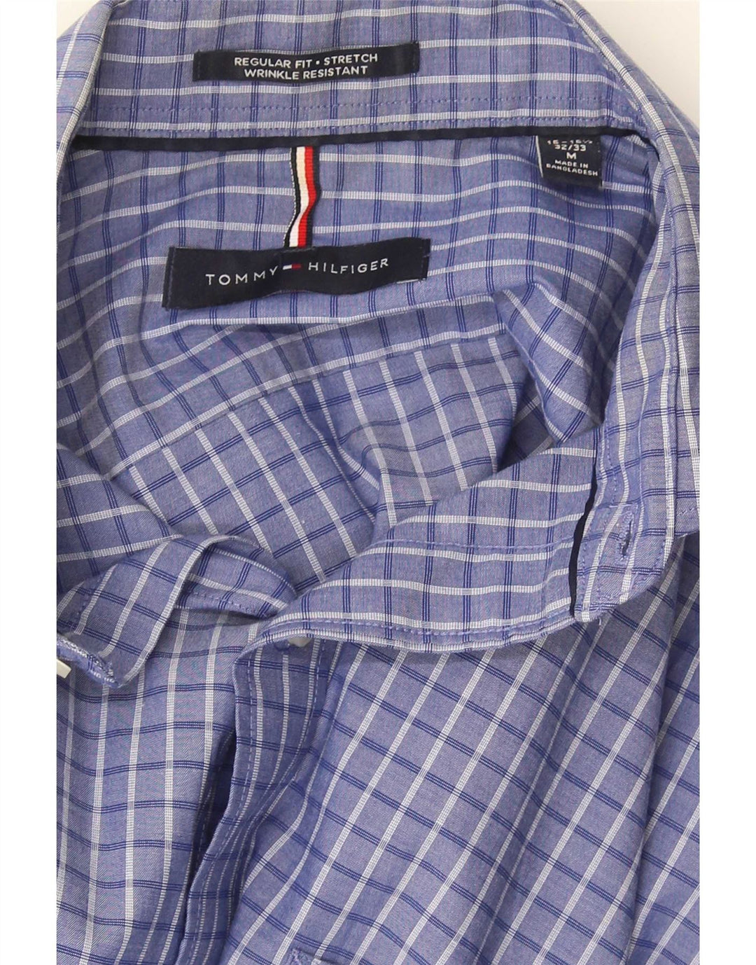 Tommy Hilfiger Herre Regular Fit Skjorte Størrelse 15/15 1/2 Medium Blue Check