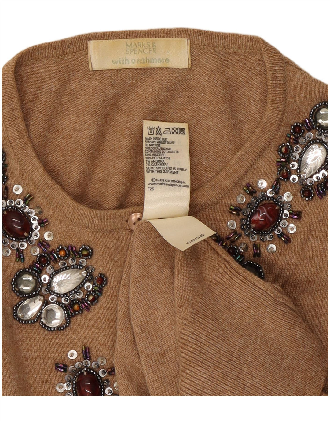 Maglione cardigan con motivo astratto da donna Marks & Spencer UK 14 Marrone medio