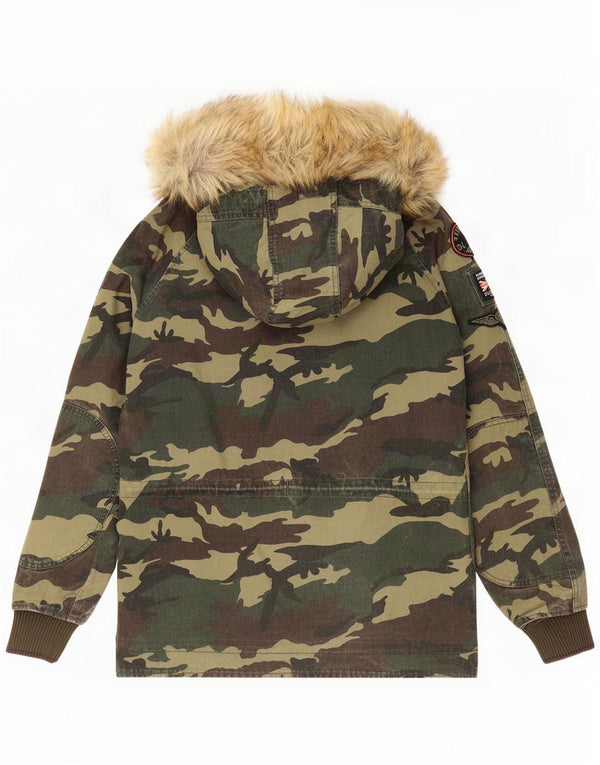 Superdry Chaqueta militar con capucha The Rookie para hombre ES 34 XS Camuflaje caqui