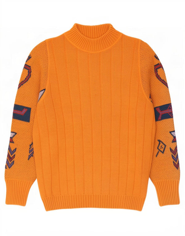 REDS Herre grafisk skildpaddehals sweater medium orange geometrisk uld