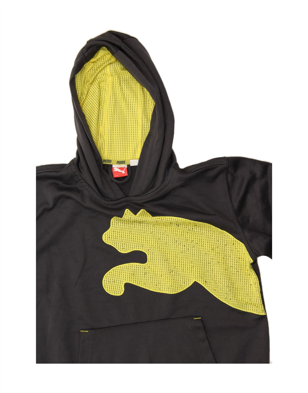 PUMA Boys Graphic Hoodie Jumper 9-10 Years Medium Grey Polyester Vintage Puma and Second-Hand Puma from Messina Hembry 