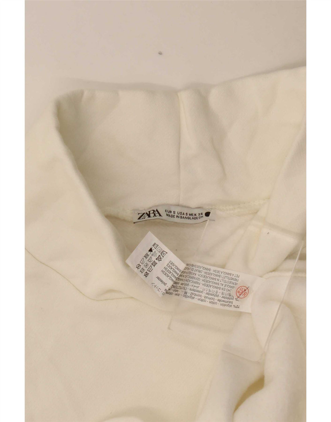 Zara Dame Oversized Top 3/4 ærme UK 10 Small Off White Bomuld