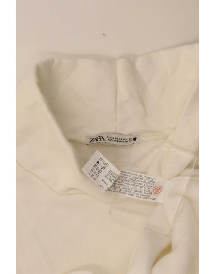 Zara Dame Oversized Top 3/4 ærme UK 10 Small Off White Bomuld