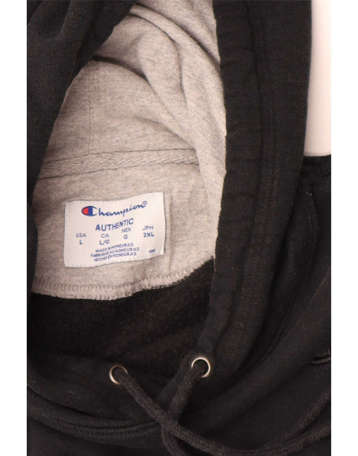 Champion Mens Hoodie Jumper Large Black Cotton