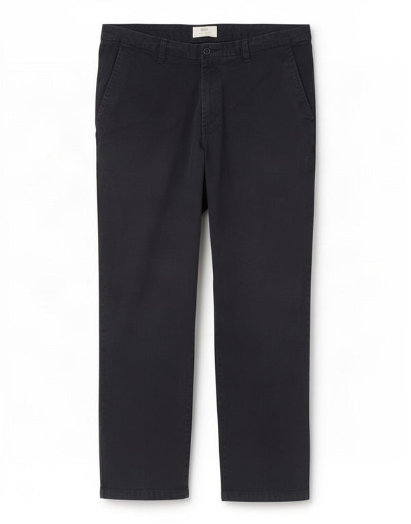 Marks & Spencer Mens Regular Fit Chino Trousers W40 L31 Navy Blue Cotton