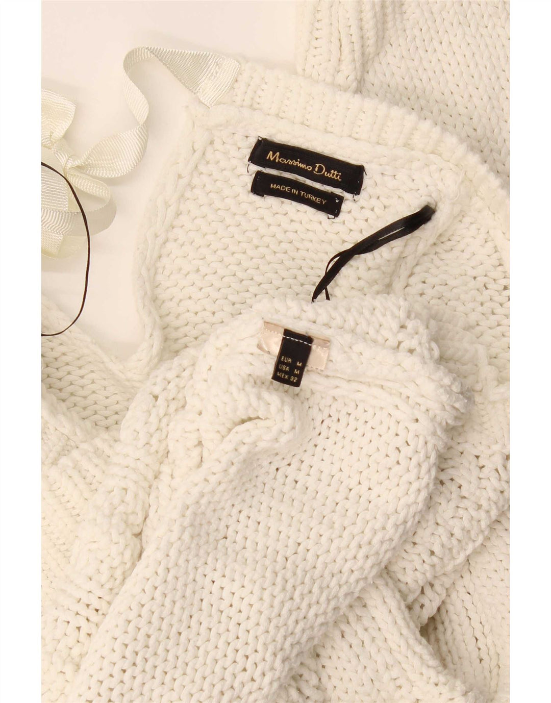 Massimo Dutti Dame Boat Neck Jumper Sweater UK 14 Medium White