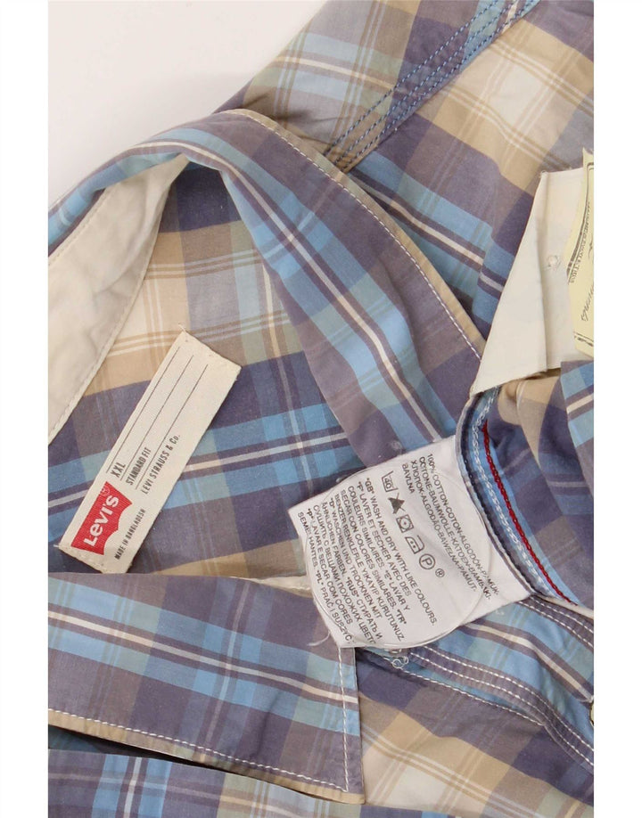 Levi's Mens Short Sleeve Standard Fit Shirt 2XL Blue Check Cotton