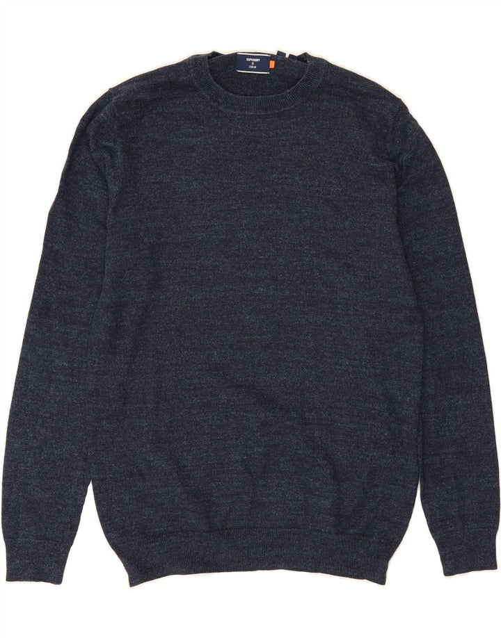 SUPERDRY Mens Crew Neck Jumper Sweater Small Navy Blue Cotton Vintage Superdry and Second-Hand Superdry from Messina Hembry 