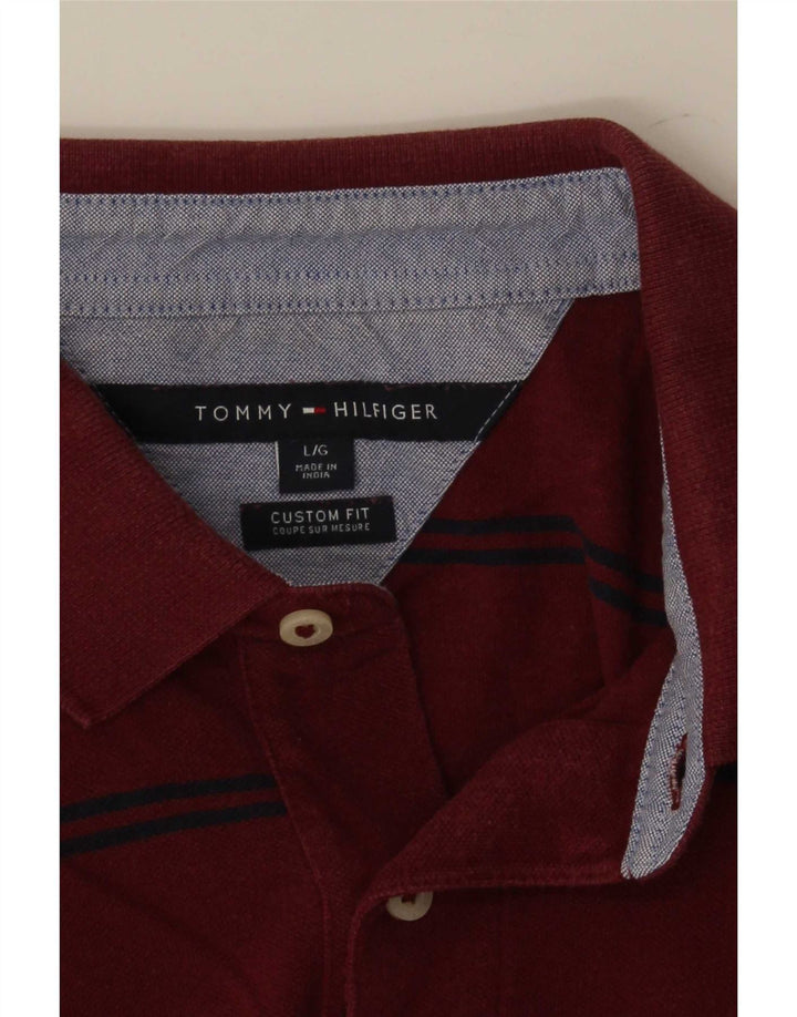 Tommy Hilfiger Mens Custom Fit Polo Shirt Large Red Striped