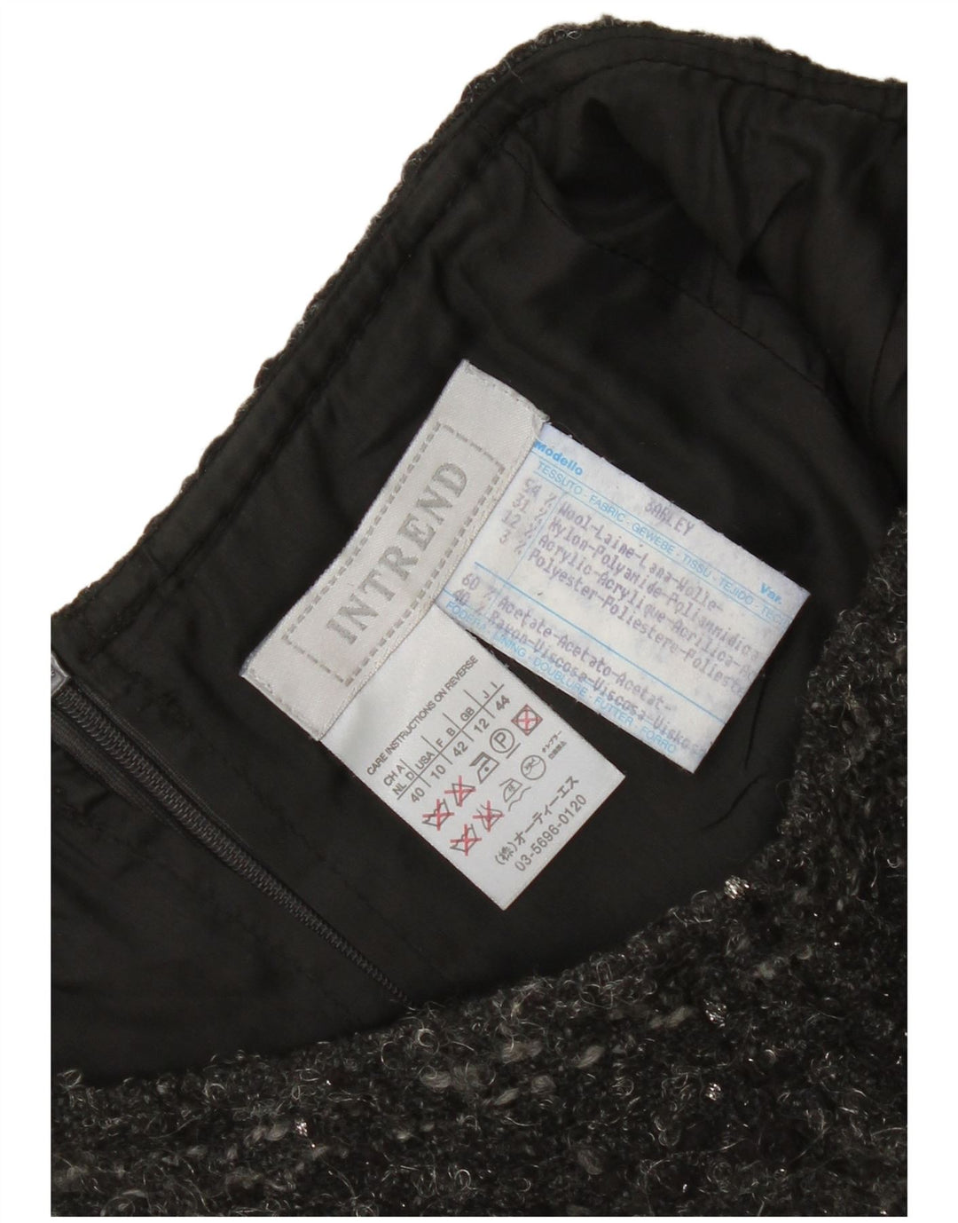 Gonna a tubino da donna Intrend UK 12 media W30 lana a quadri grigia