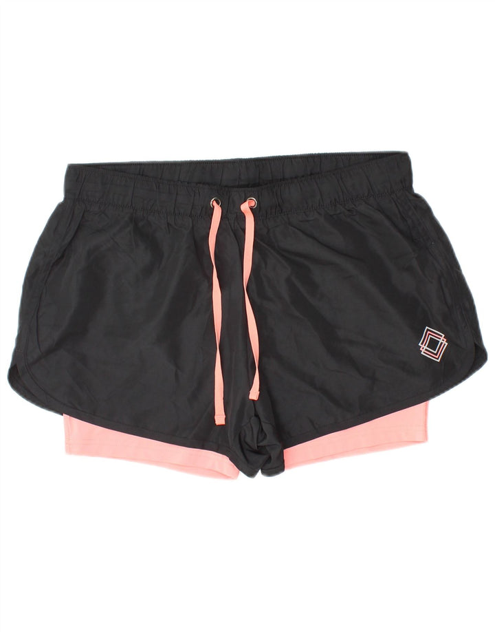 CRIVIT Damen Sportshorts UK 14/16 Mittelschwarzes Colourblock-Polyester