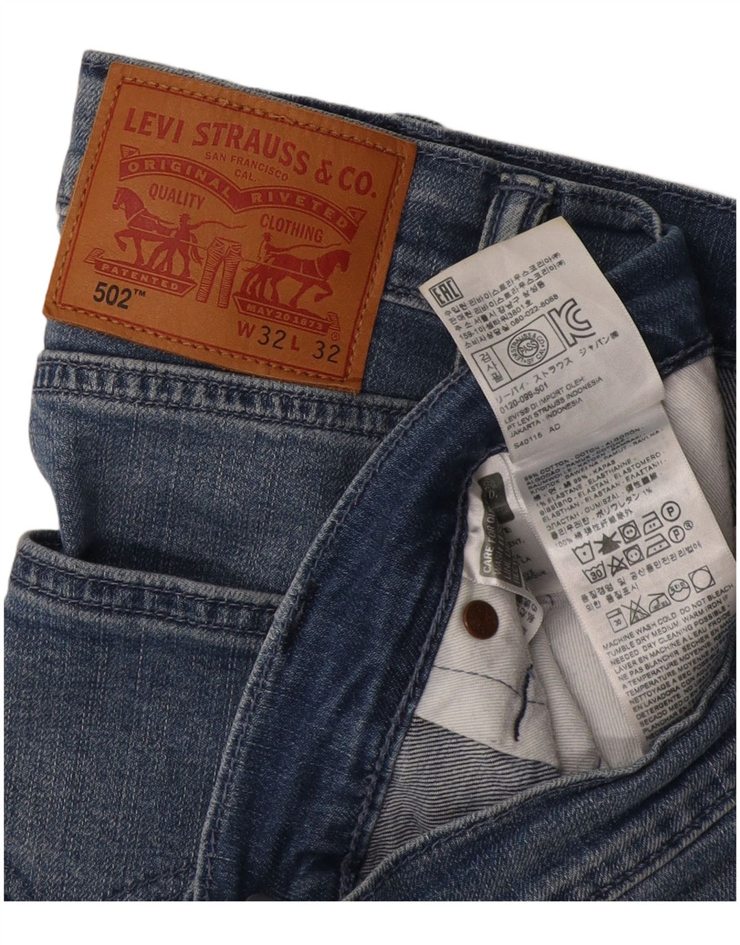 Levi's Mens 502 Tapered Jeans W32 L28 Blue Cotton