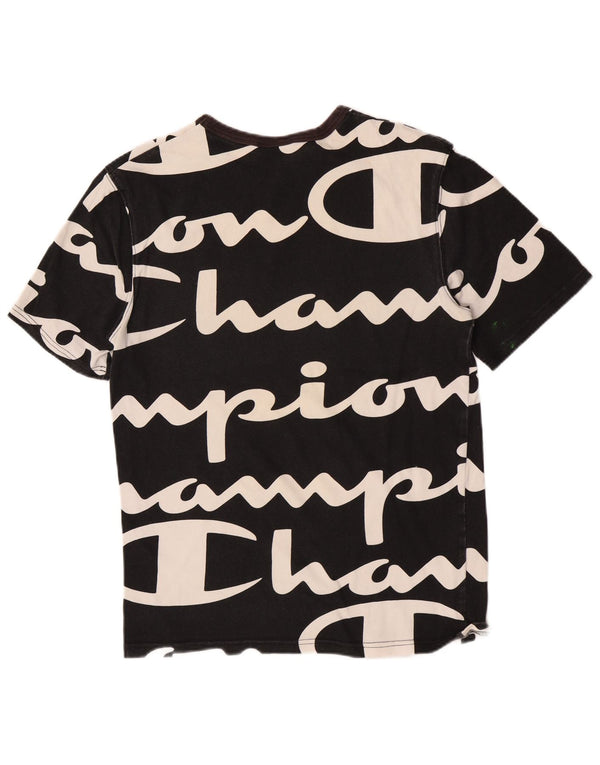 T-shirt grafica da uomo Champion Top piccola in cotone nero
