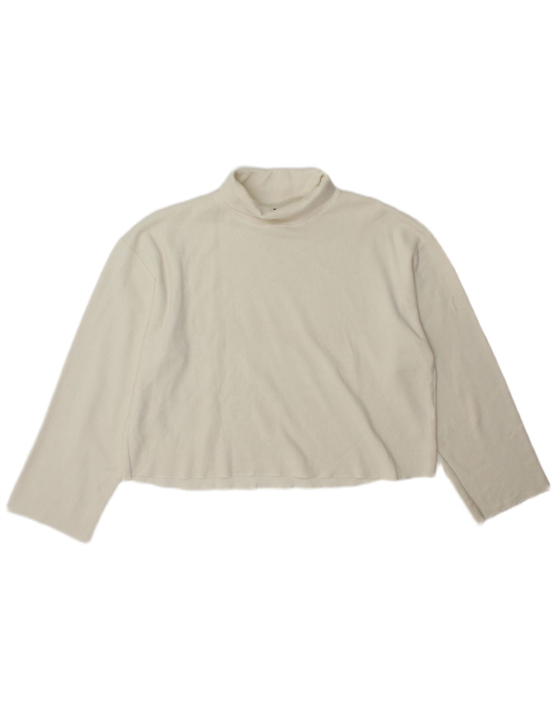 Zara Womens Crop Roll Neck Top Long Sleeve UK 14 Medium Off White