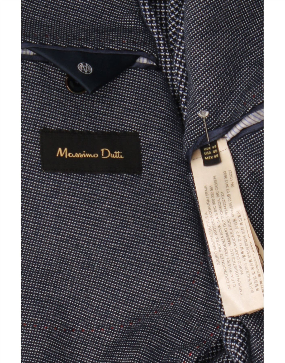 Massimo Dutti Herre 2-knaps blazerjakke EU 58 2XL Marineblå Bomuld
