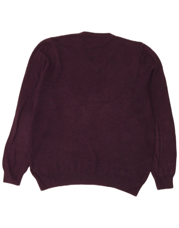 Marks & Spencer Mens V-Neck Jumper Sweater Medium Maroon Cotton