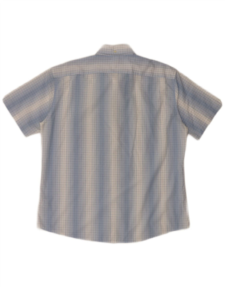 Ben Sherman Mens Short Sleeve Shirt 4XL Blue Gingham Cotton