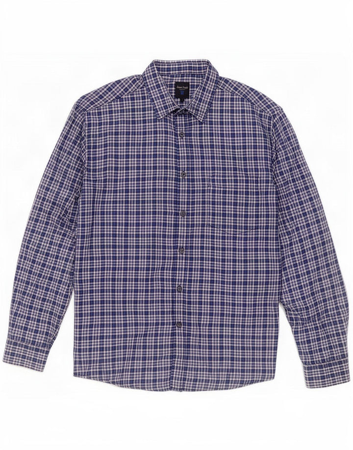 Camisa de franela para hombre James Pringle Poliéster a cuadros azul marino grande