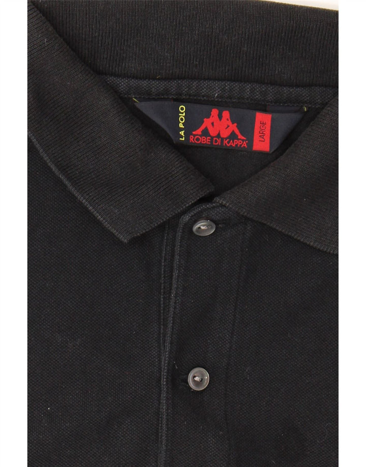 KAPPA Mens Polo Shirt Large Black Cotton Vintage Kappa and Second-Hand Kappa from Messina Hembry 