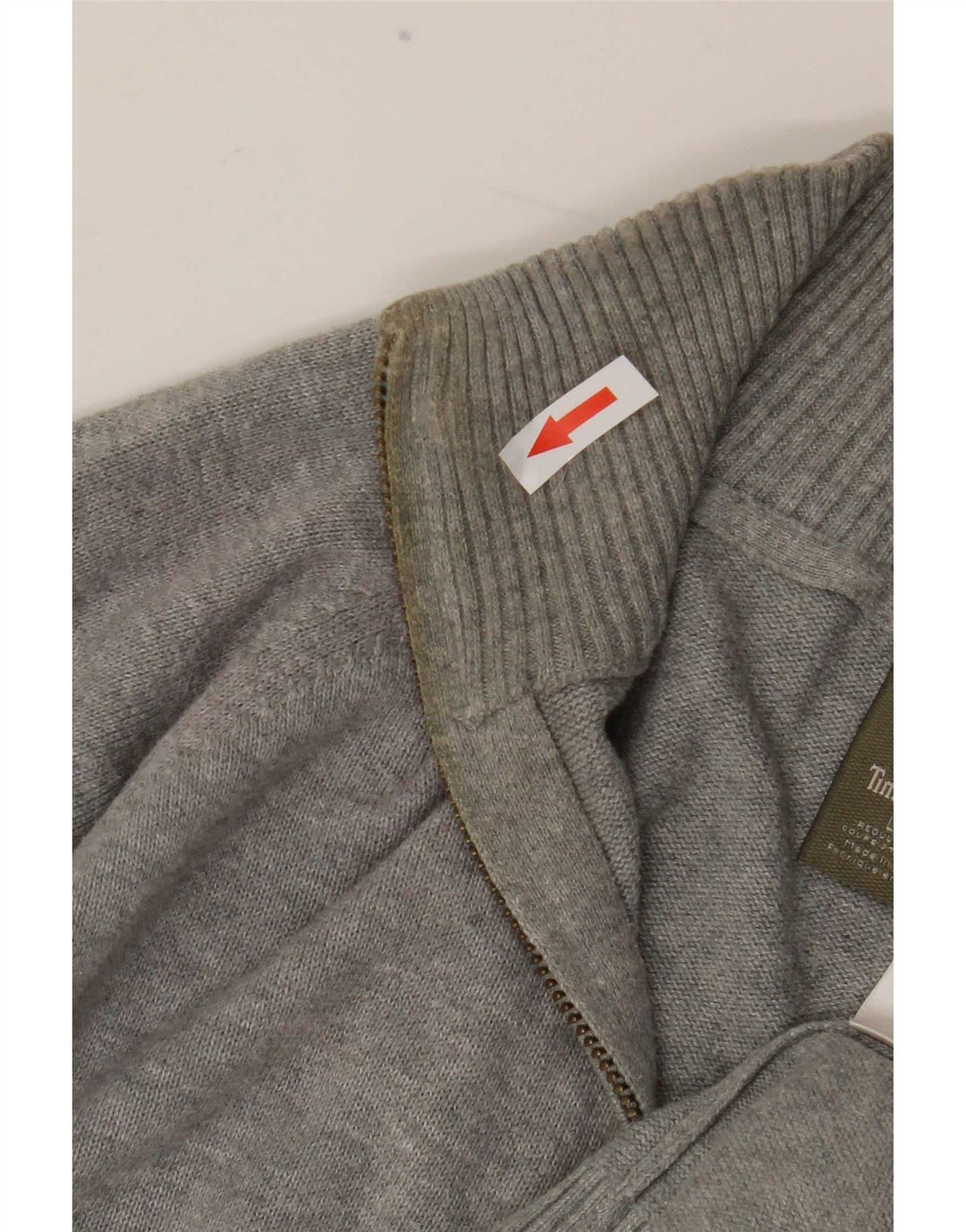 Timberland Mens Regular Fit Zip Neck Jumper Sweater Large Grey Cotton