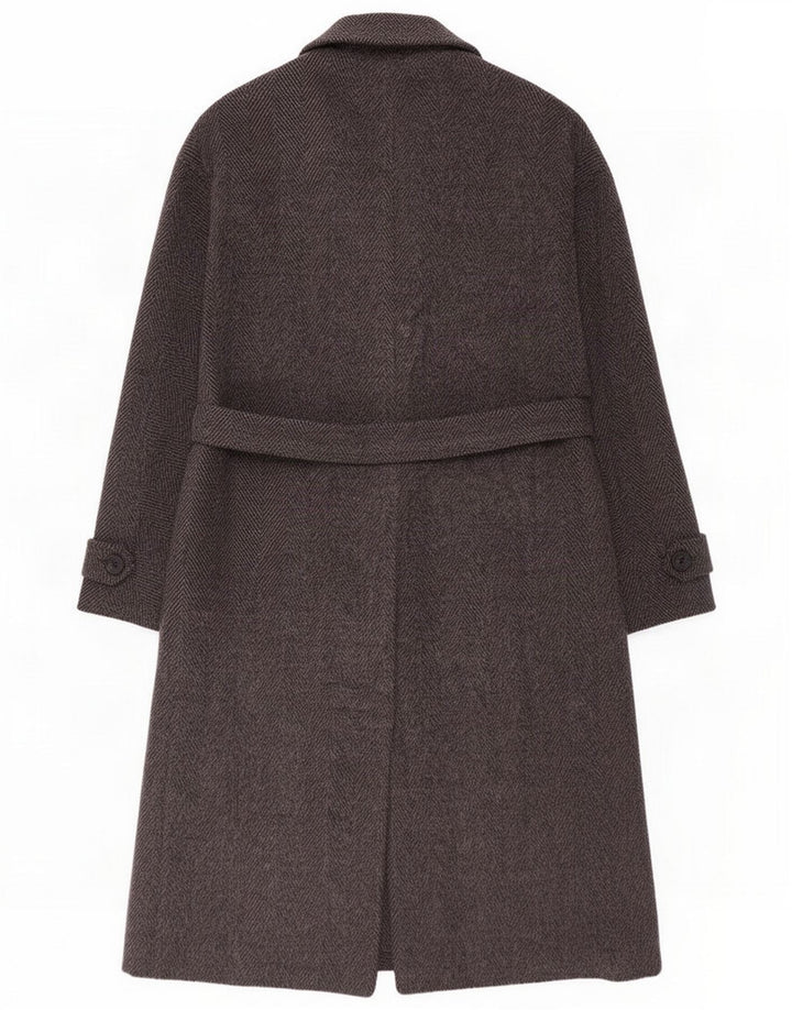 Abrigo extragrande para mujer Marella UK 10 Small Grey Herringbone Wool