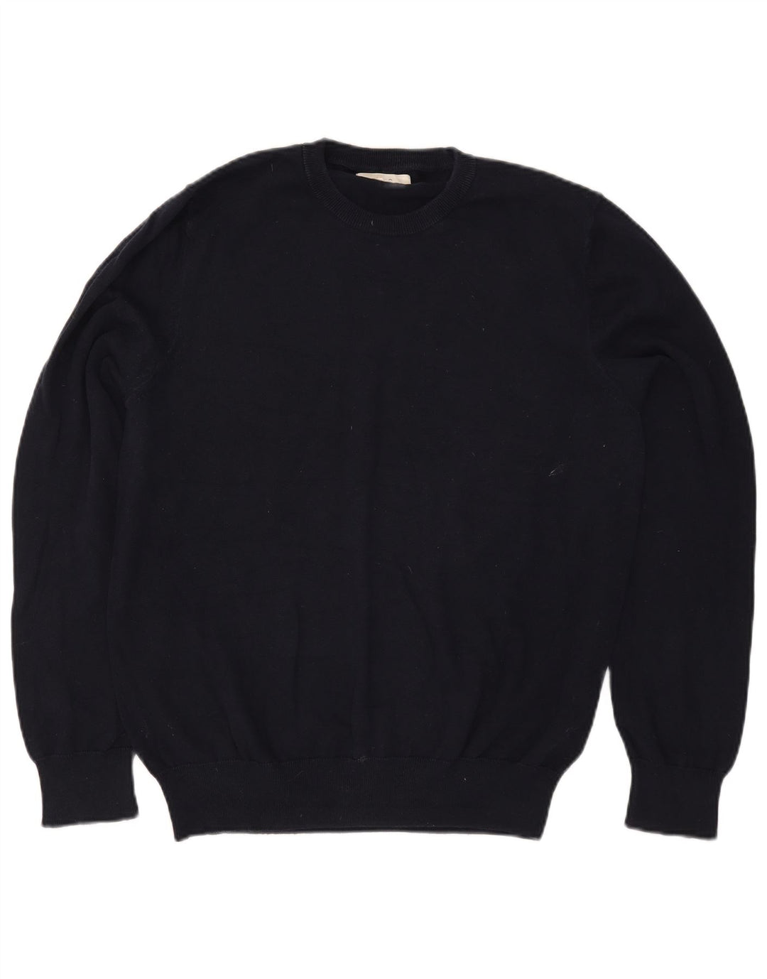 Marks & Spencer Mens Crew Neck Jumper Sweater Large Navy Blue Cotton