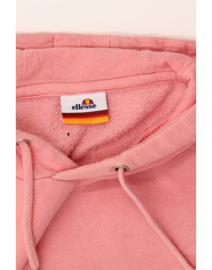 ELLESSE Womens Hoodie Jumper UK 14 Medium Pink Cotton Vintage Ellesse and Second-Hand Ellesse from Messina Hembry 