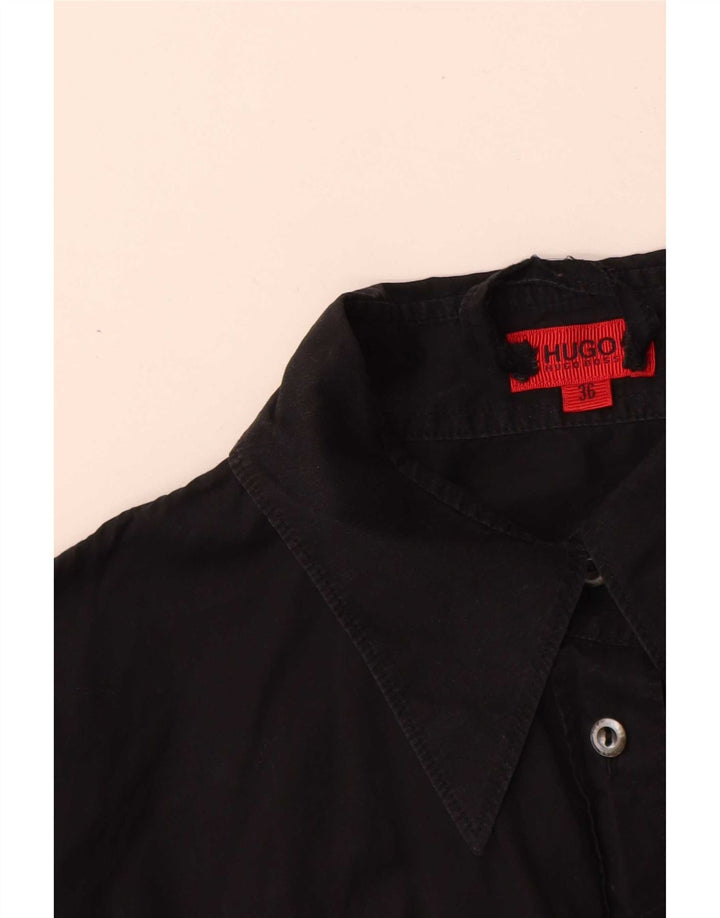 Hugo Boss Womens Short Sleeve Shirt Blouse EU 36 Small Black