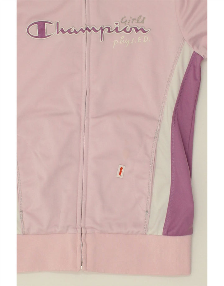 CHAMPION Girls Tracksuit Top Jacket 9-10 Years Medium Pink Colourblock Vintage Champion and Second-Hand Champion from Messina Hembry 
