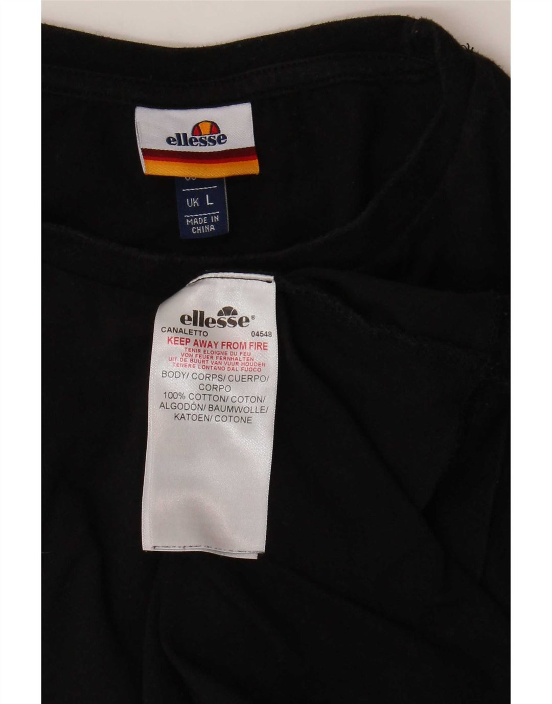 Ellesse - Camiseta para hombre, talla grande, color negro, algodón