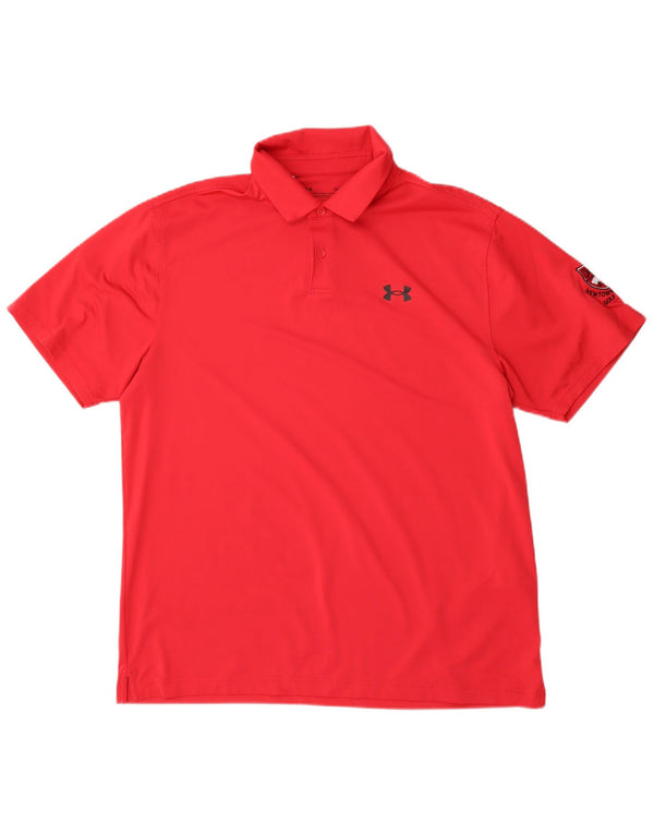 Under Armour Mens Graphic Polo Shirt Large Red Polyester