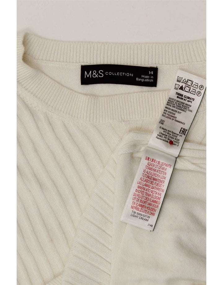Marks & Spencer Dame Boat Neck Jumper Sweater UK 14 Medium White