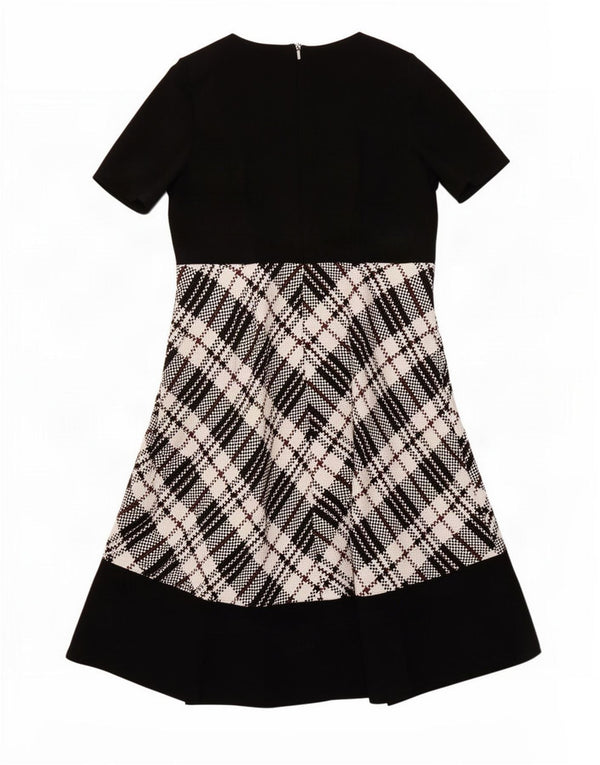 Marks & Spencer Womens A-Line Dress UK 18 XL Black Plaid Cotton
