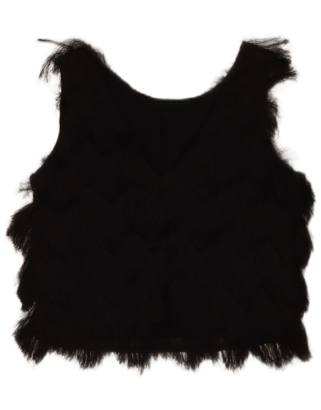 Zara Womens Sleeveless Crop Blouse Top UK 10 Small Black Polyester