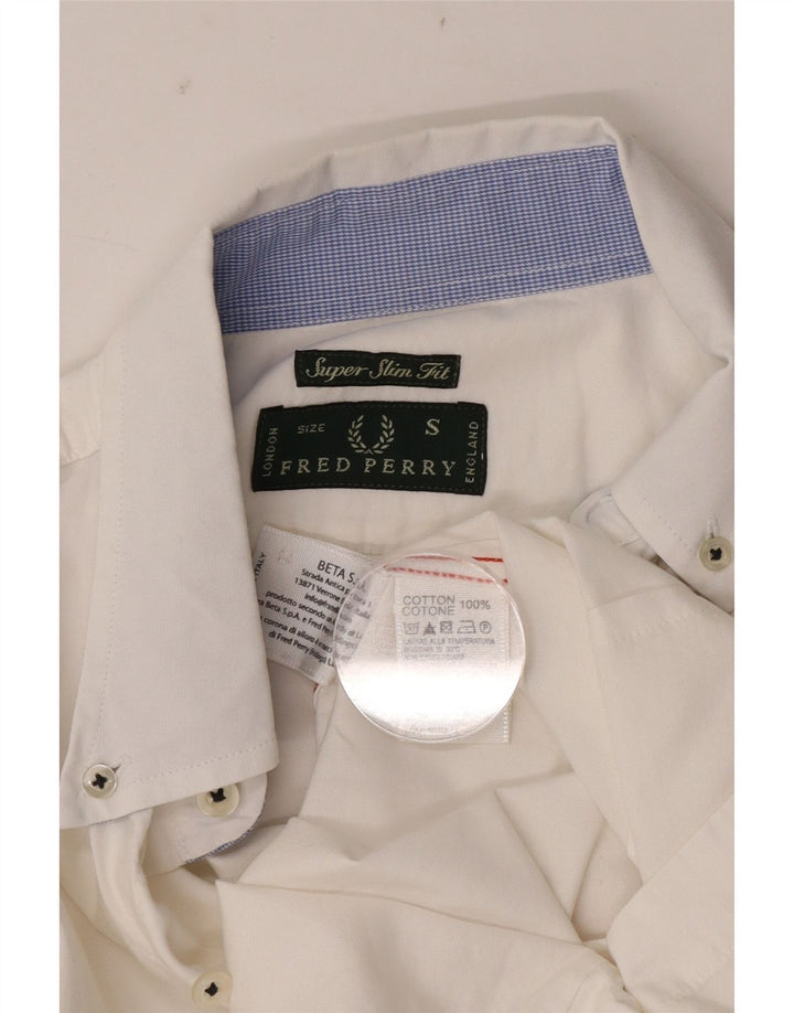 Fred Perry Herre Super Slim Fit skjorte lille hvid bomuld