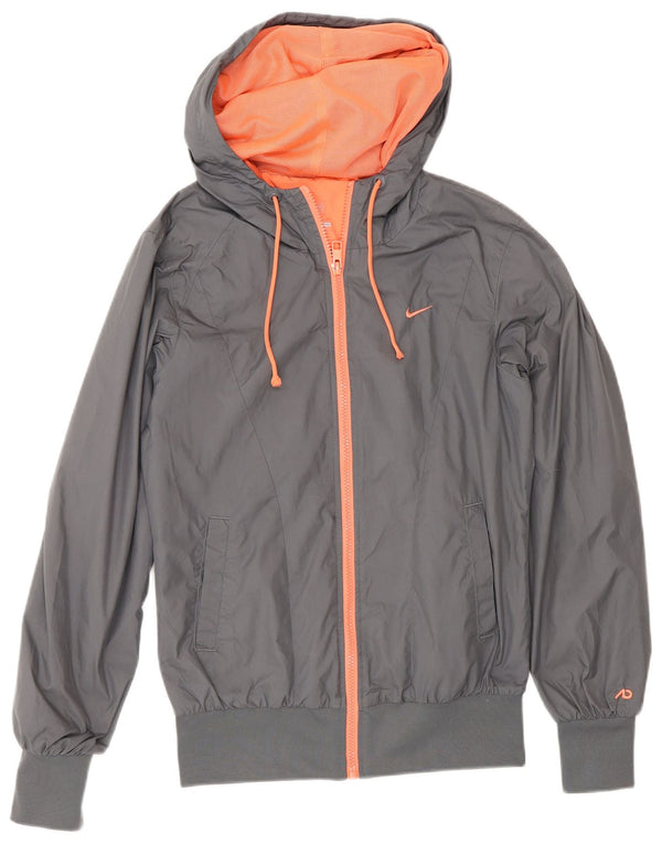 Nike γυναικείο μπουφάν βροχής με κουκούλα UK 10 Small Grey Polyester Sports